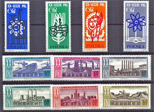 1964. 20 (XX.) éves a lengyel köztársaság 10 érték bélyeg