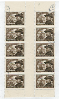 1950.Ívközéprészes pár, vízszintes összefüggés, 5 pár egyben (bélyegzett)
