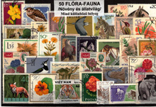 Flóra és fauna-50 klf. bélyeg, a csomagban 1 db értékes blokk is van 