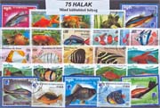 Halak 70 klf. bélyeg (édesvizí, sósvizi) a csomagban  1 db blokk és 1 drága postatiszta sor