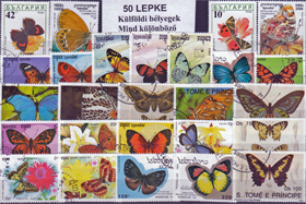 Lepkék, méhek, bogarak-50 klf. bélyeg