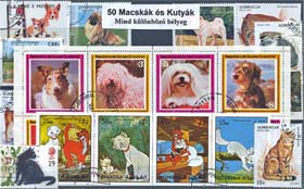 Macskák és kutyák-50 klf. bélyeg