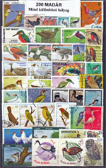 Madarak-200 klf. bélyeg, a csomagban 1 db postatiszta blokk