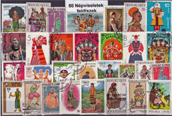 Népviseletek és fejdíszek-50 klf. bélyeg