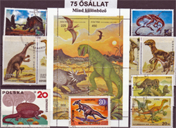 Ősállatok-75 klf. bélyeg, a csomagban   2 komplett sorozat van