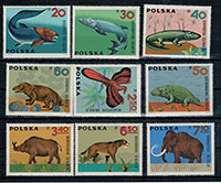 1966. Ősállatok (II.) 9 érték bélyeg