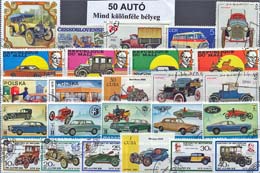 Autó-50 klf. bélyeg, a csomagban 4 komplett sorozat és 2 db térhatású bélyeg